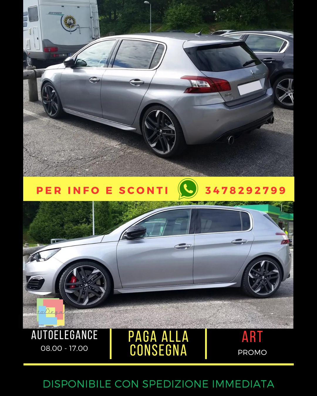 ✨MINIGONNE+ SOTTOPARAURT ADATTO PER PEUGEOT 308 II GTI STILE( 2013-2021 )✨