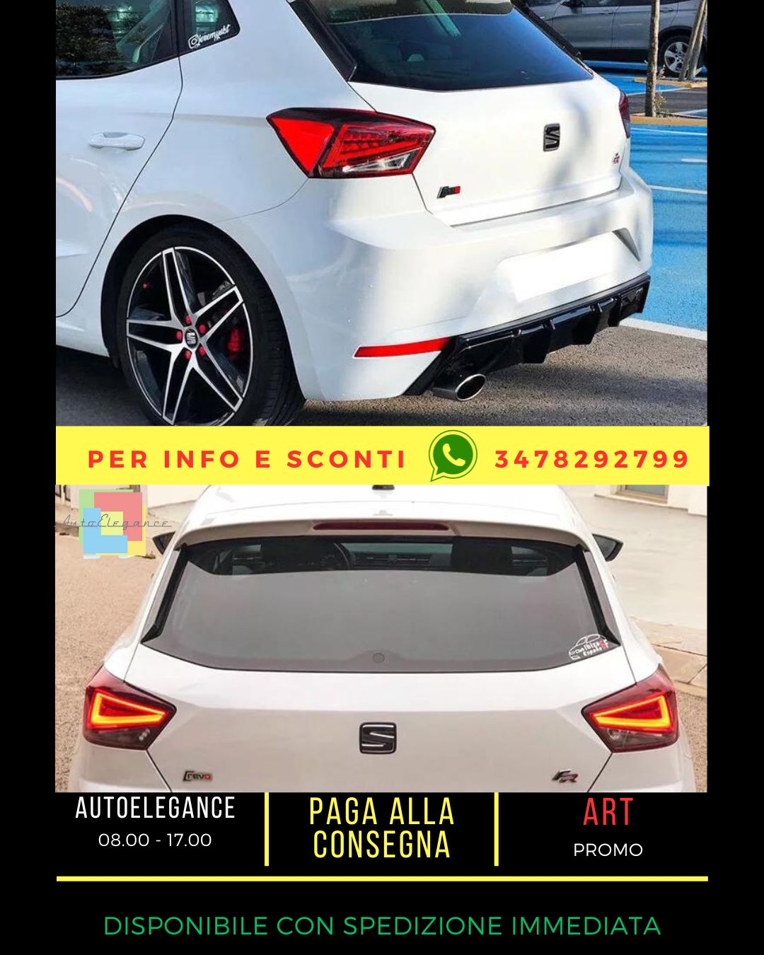🤍KIT DIFFUSORE +SPOILER ADATTO PER SEAT IBIZA 6F (dal 2017)🤍