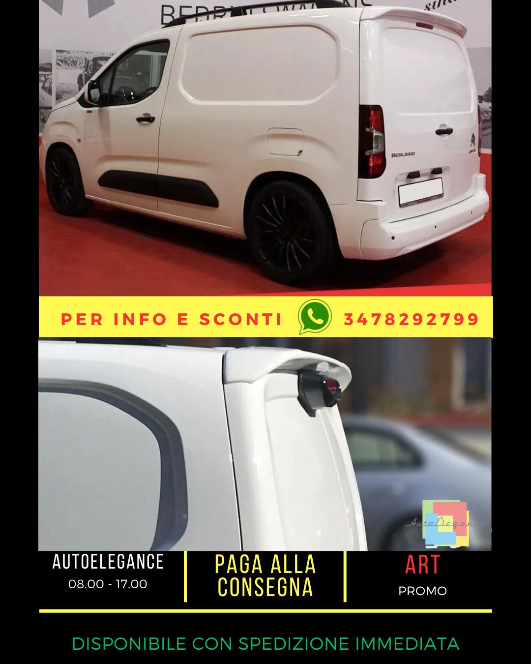 ❤️SPOILER ADATTO PER PEUGEOT PARTNER MK2 / CITROEN BERLINGO MK2 (2008-2018)❤️