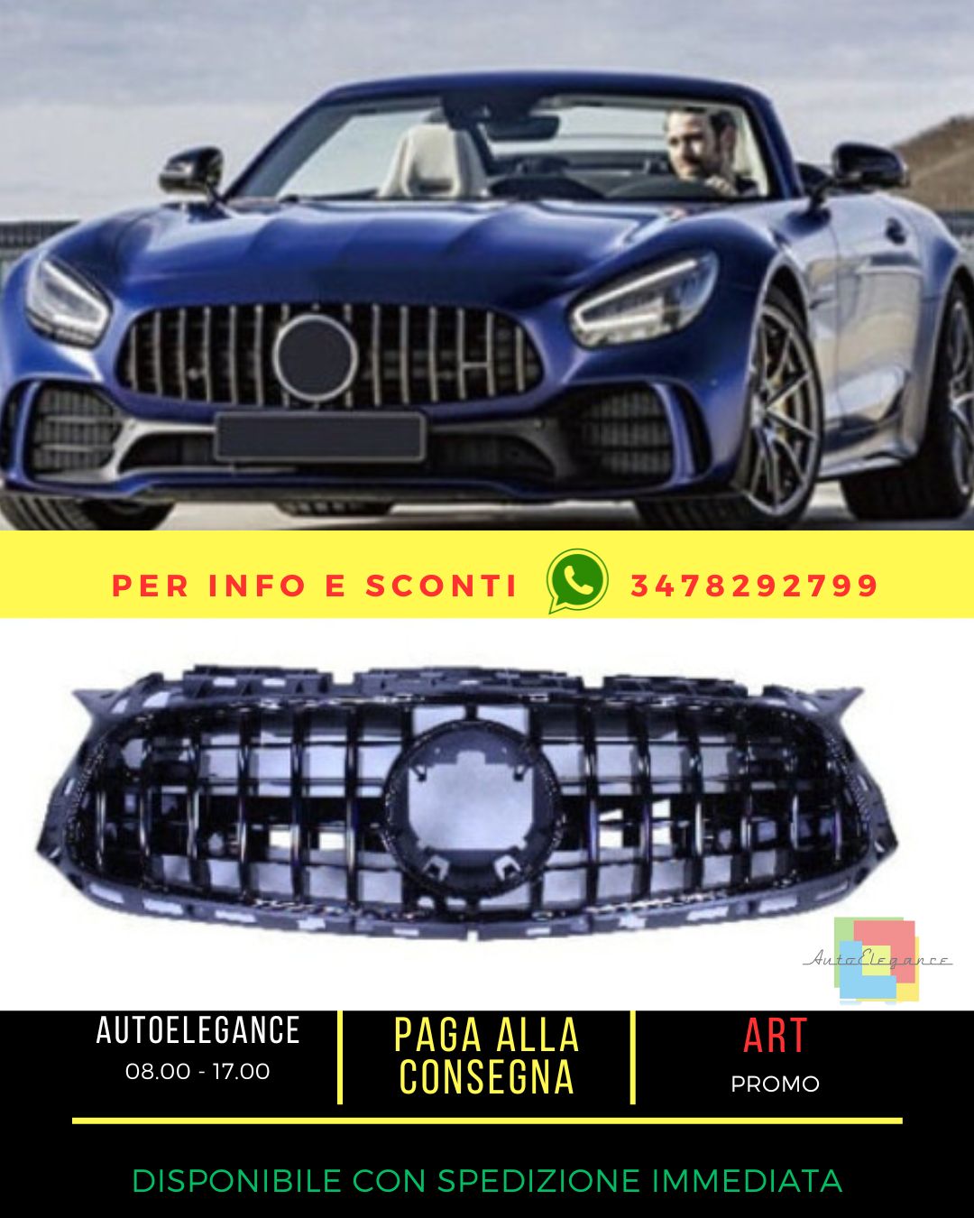 🔥Griglia compatibile con Mercedes amg gt facelift 2 porte c190 18+ nero🔥