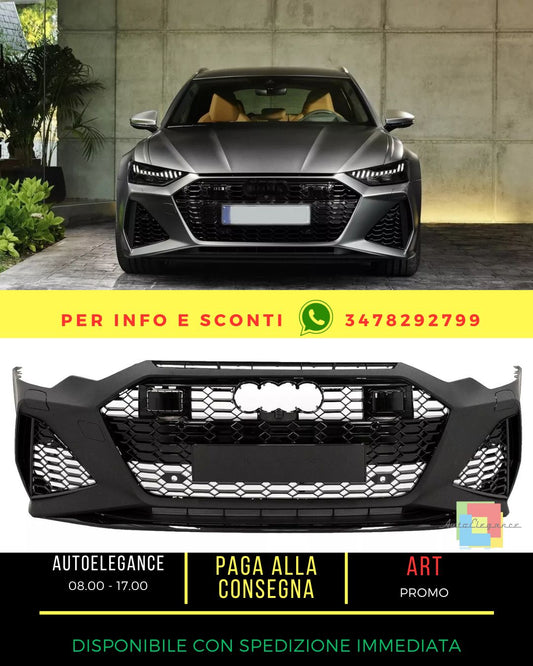 🔥Front Bumper for Audi A6 C8 4K 2018+ RS6 Look Grill Gloss Black🔥