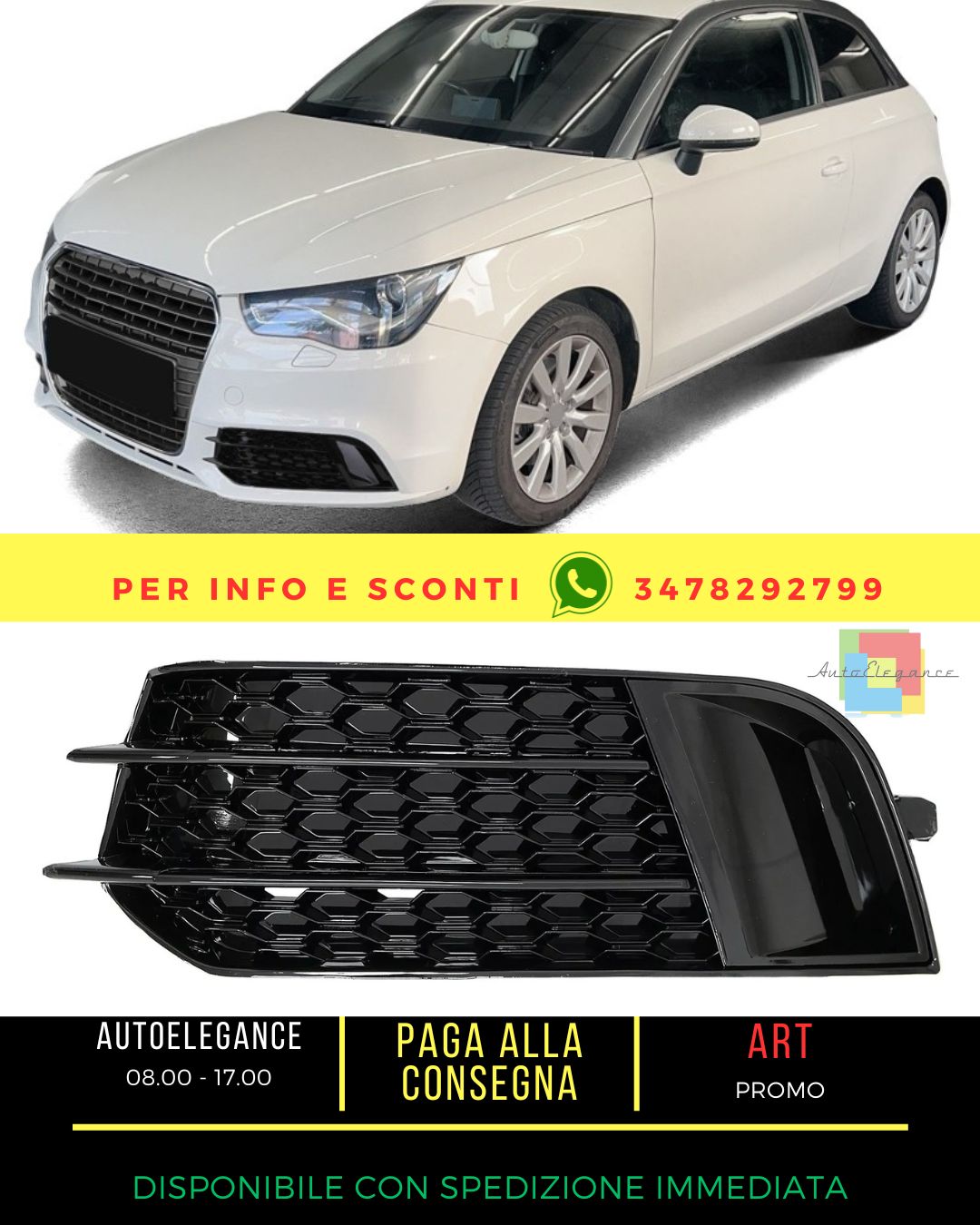 🔥Lato griglie Coperture fendinebbia per Audi A1 8X 2010-2015 RS1 Look Nero🔥
