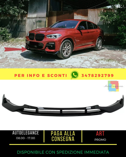 Spoiler paraurti anteriore per BMW X4 G02 X4M 18+ Nero lucido