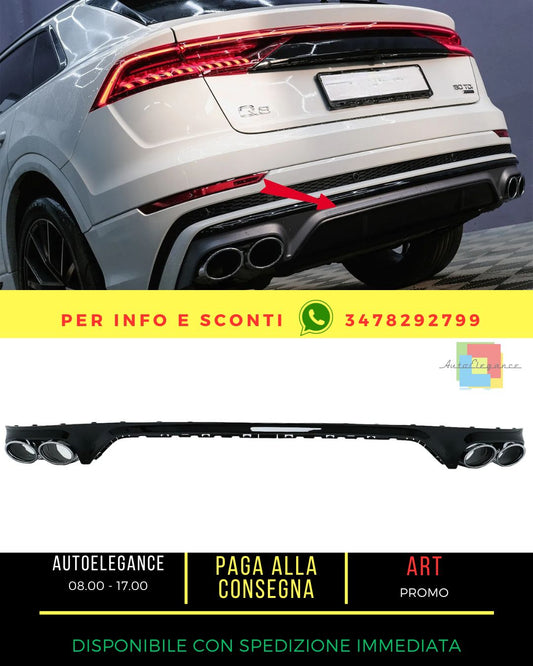 😍Diffusore spoiler Doppio Presa per Audi Q8 S-Line 18- Punte D'argento😍