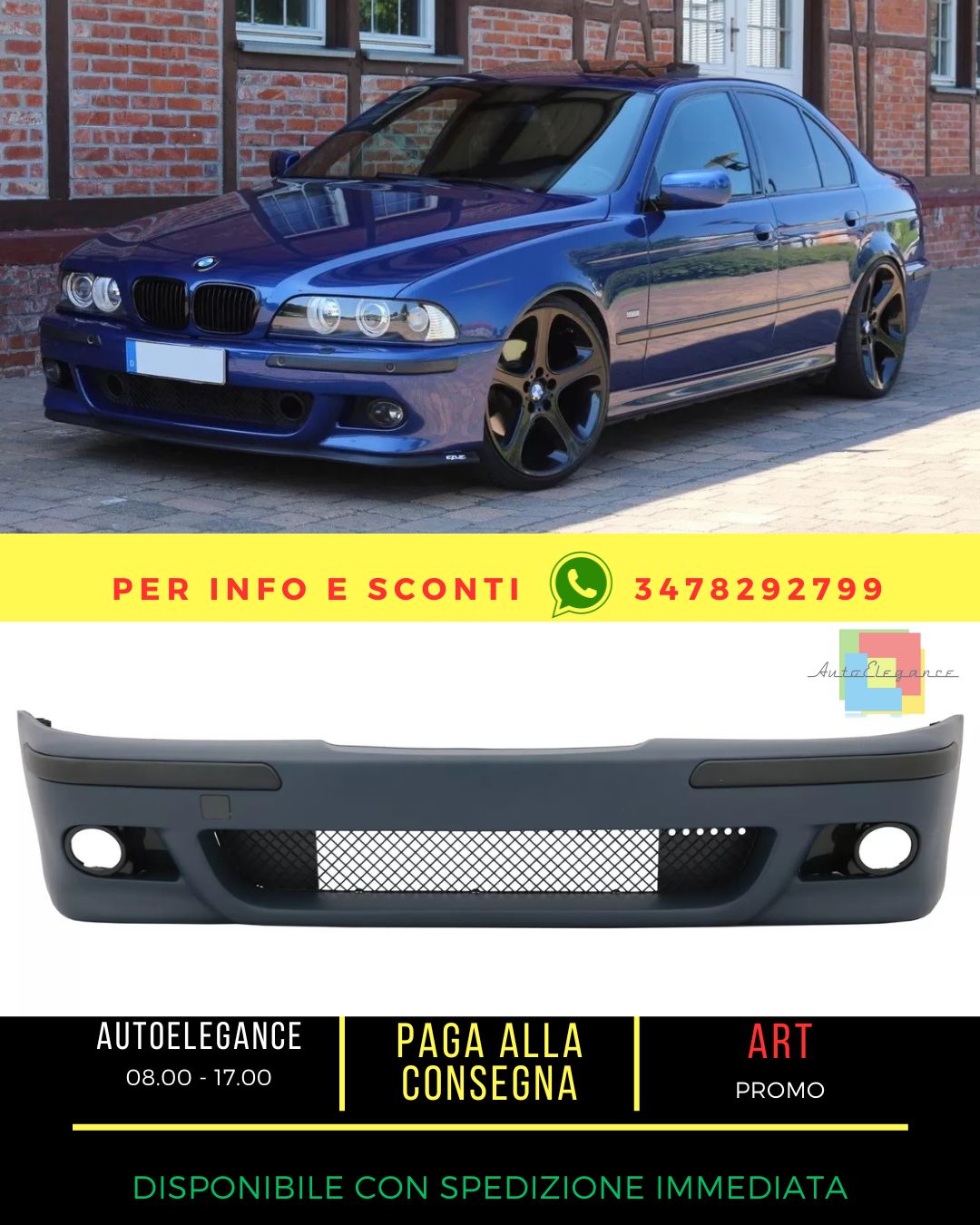 😍Paraurti anteriore per BMW Serie 5 E39 1995-2003 M5 Look Griglia Inferiore😍
