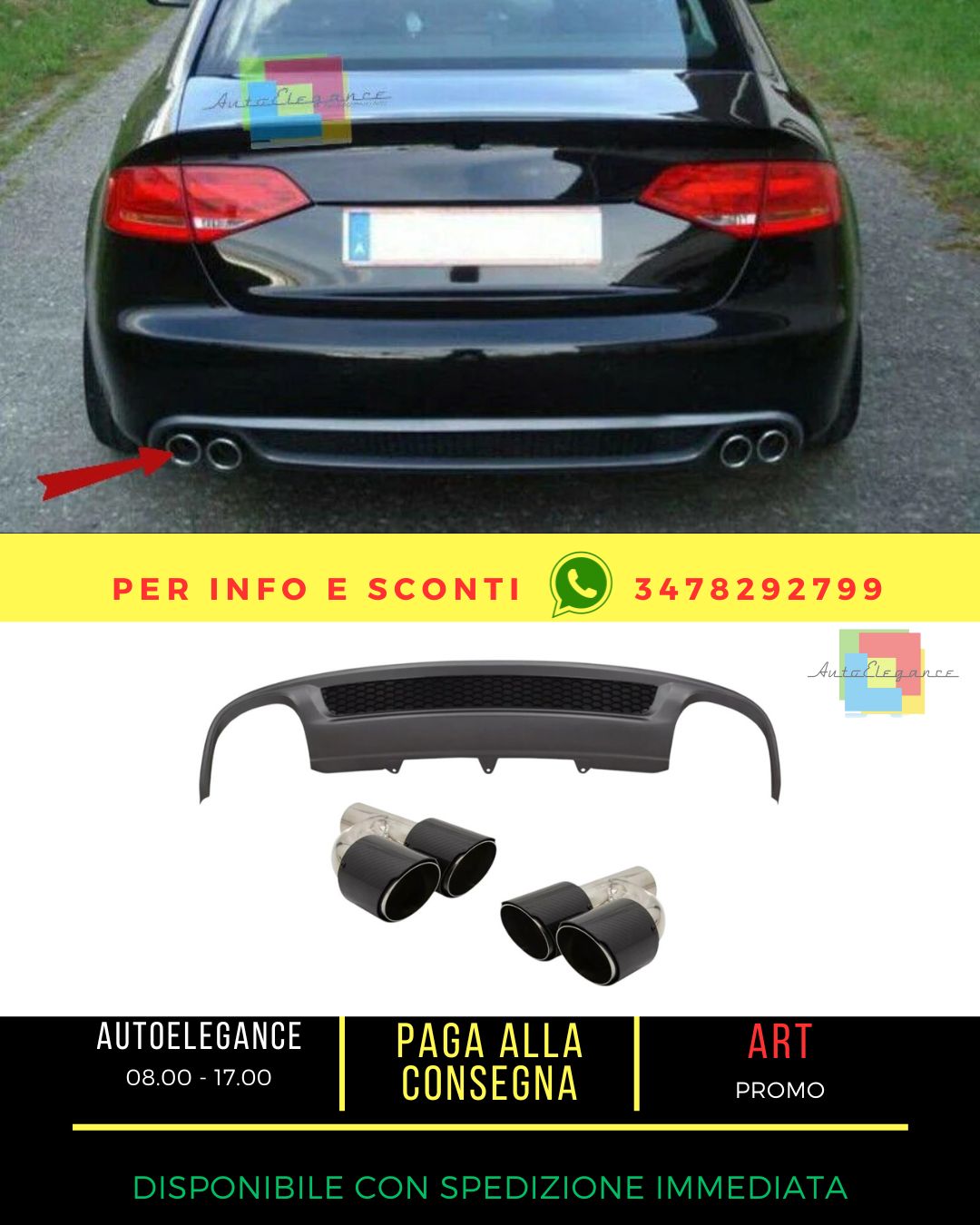 😍Diffusore per Audi A4 B8 Facelift Limo Avant 12-15 scarico carbonio S-Line😍