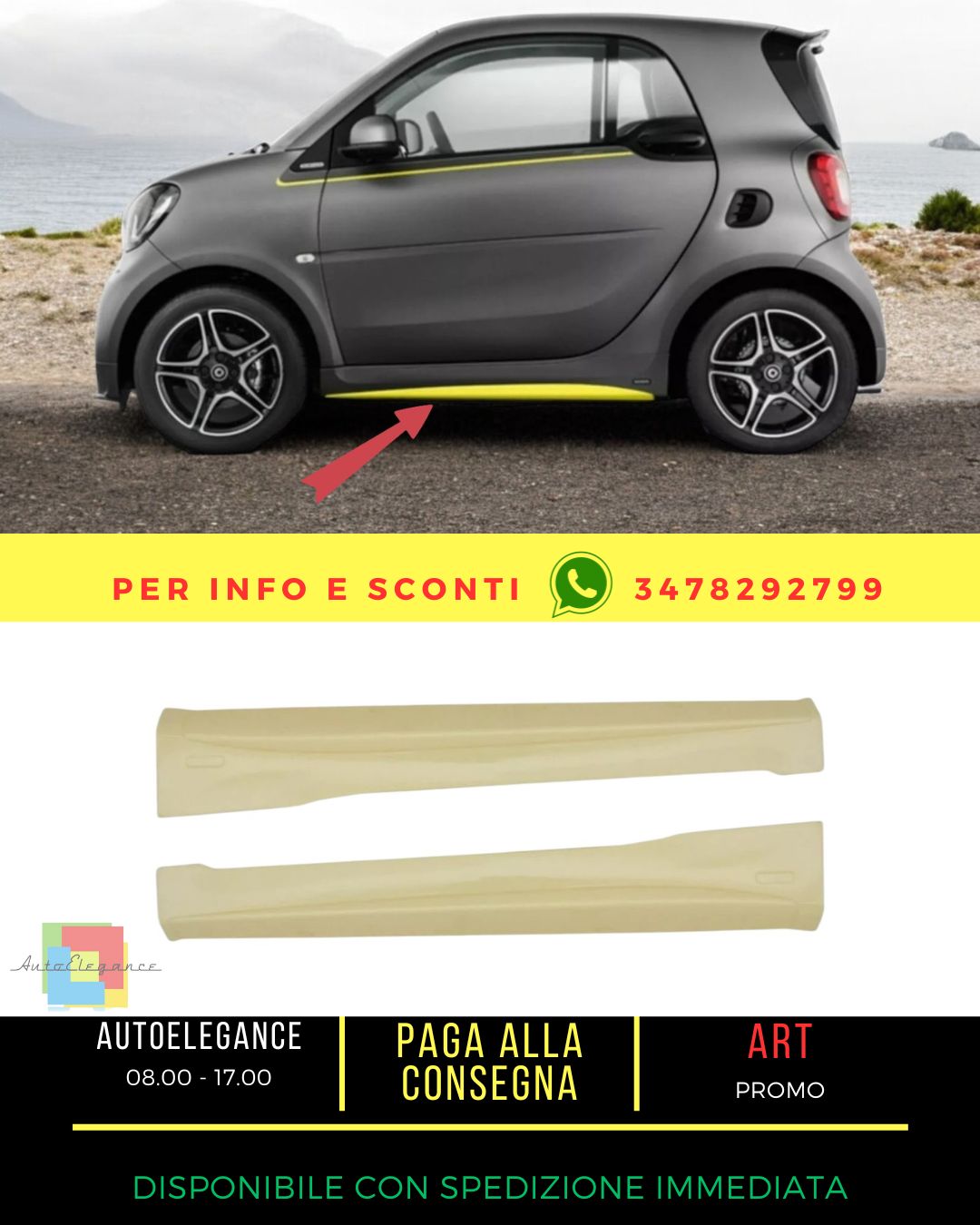 🤩Minigonne laterali per Smart ForTwo 453 2014+ Pedane🤩