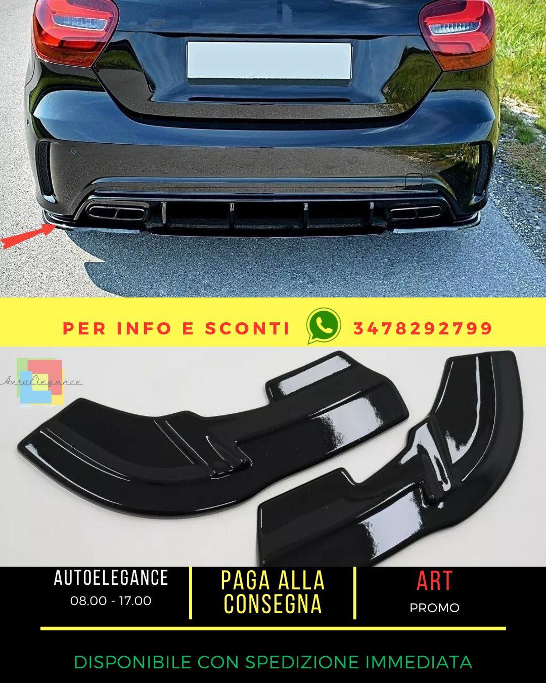 🤩Parachoques Aletas Splitters para Mercedes Clase A W176 Sport Line A45 2012-🤩