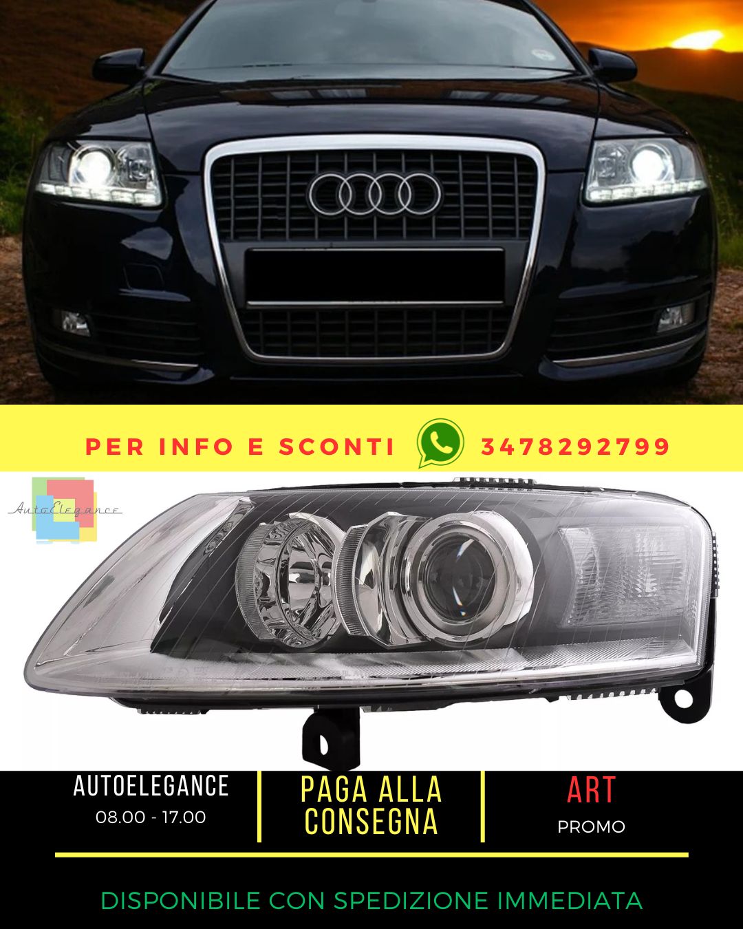 ⭐Fari allo xeno per Audi A6 4F C6 04.2004-2008 cromati senza AFS⭐