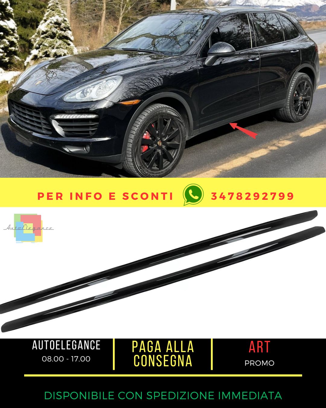 💎Barre portatutto laterali in alluminio per Porsche Cayenne 2011-2017 Nere💎