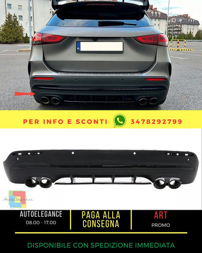 💎Punte del diffusore cromate per Mercedes GLA H247 Sport Line Aero Night Pack💎