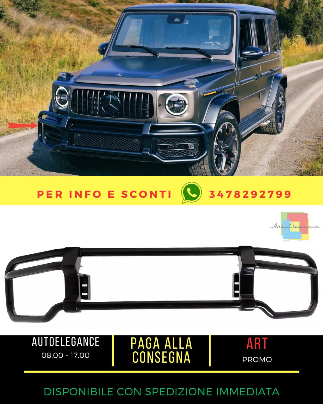 😎BullBar in acciaio inossidabile per Mercedes G Facelift 2018+ W463 W464 G63 Nero😎