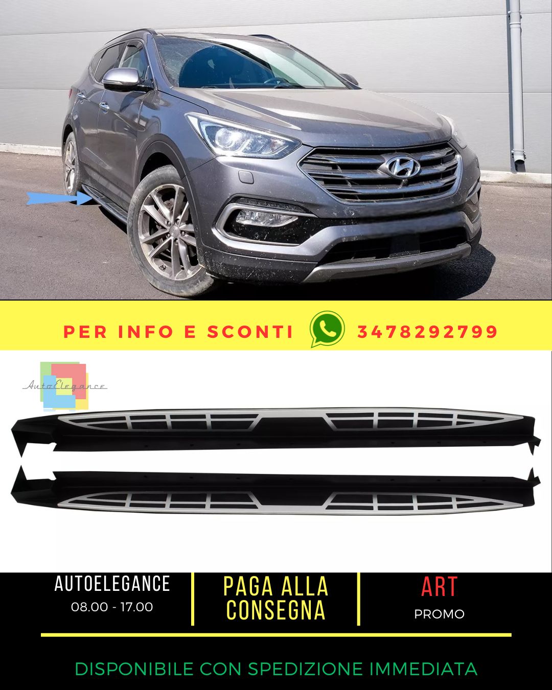 💯Pedane Passi laterali per Hyundai Santa Fe MkIII DM 2013+ 💯