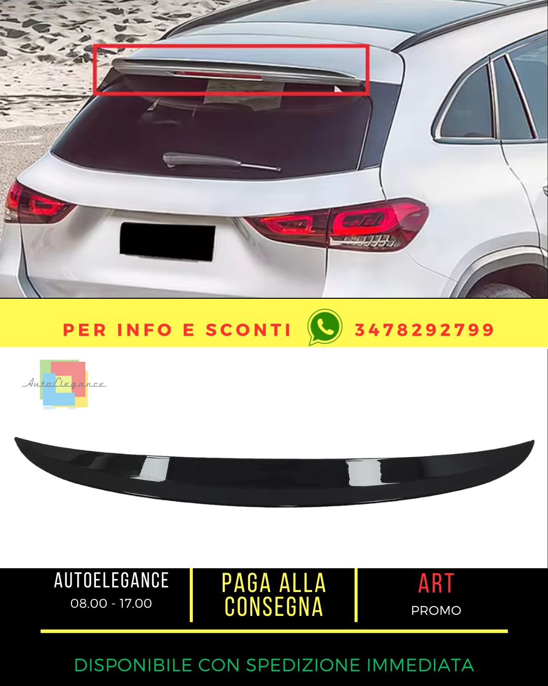 💯Spoiler sul tetto per Mercedes GLA H247 2020+ Nero lucido💯
