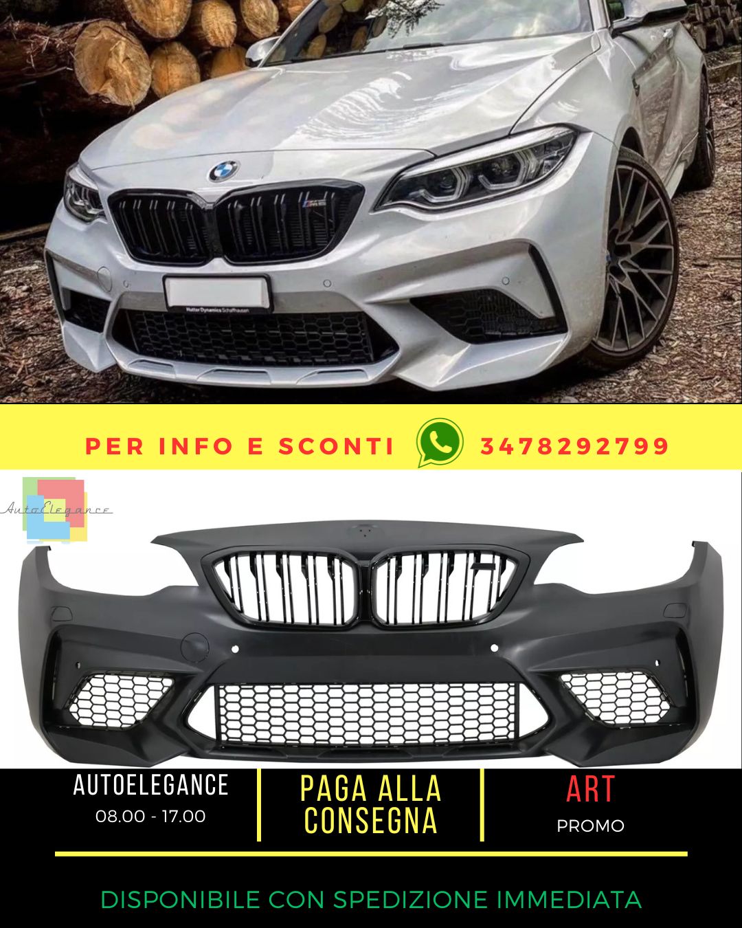 😍Paraurti per BMW 2 F87 M2 16-20 Rene Griglia Doppia Striscia M2C Look😍