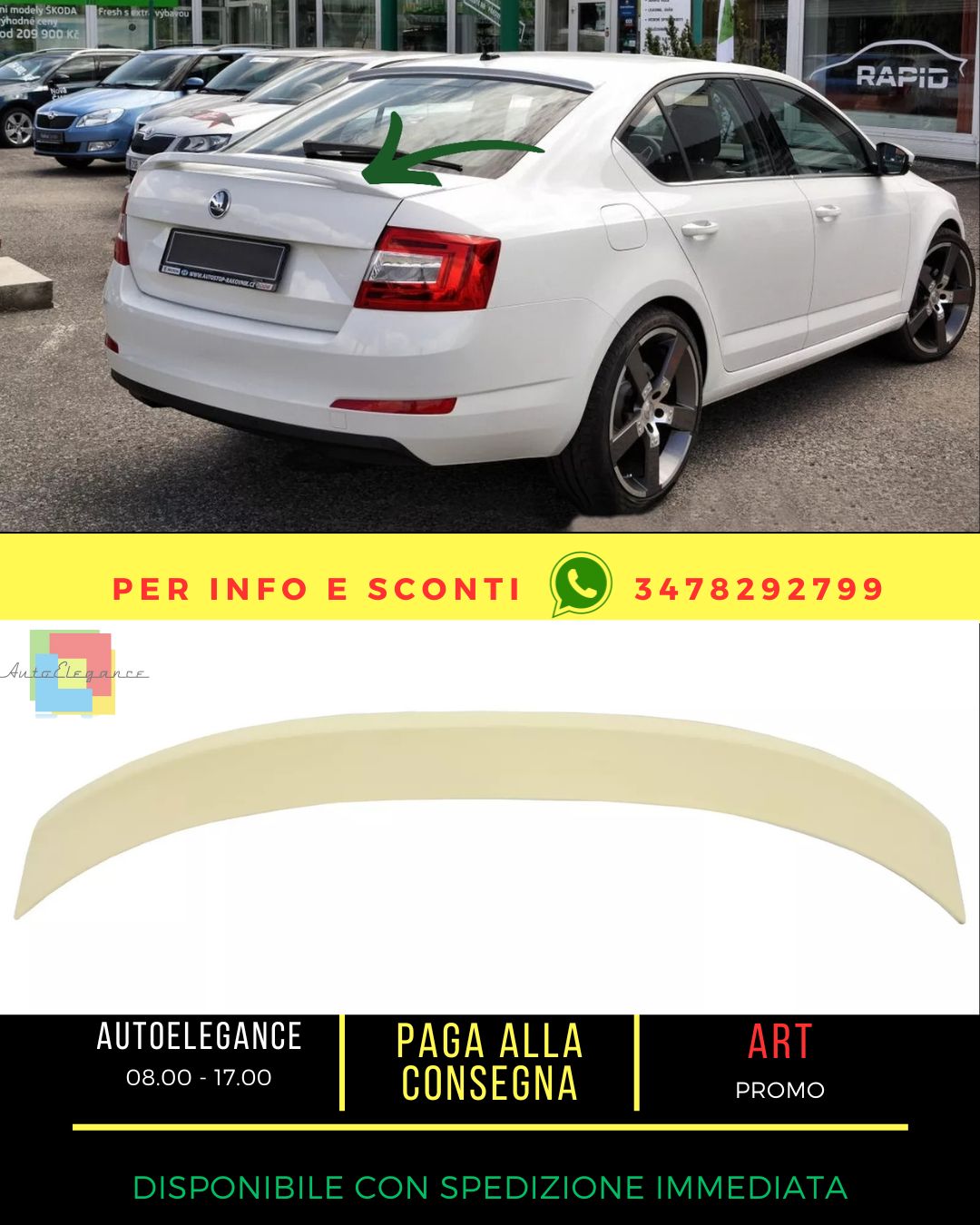 😍Spoiler per bagagliaio per Skoda Octavia III 5E Berlina 13+ Spoiler😍