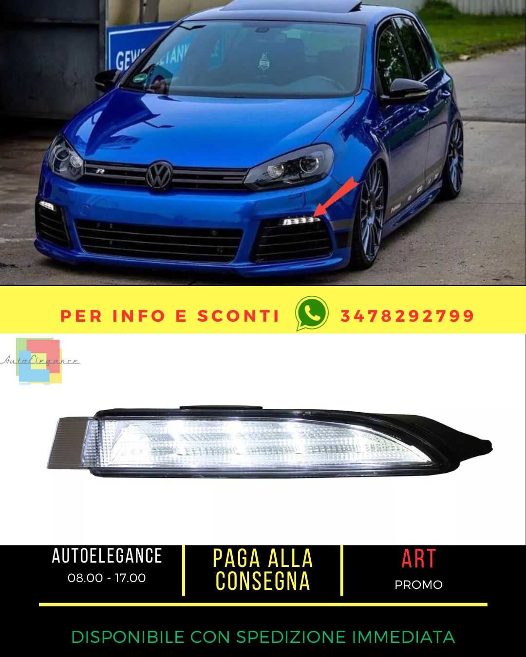 😍Lampade luci diurne LED DRL per VW Golf VI 08-12 R20😍