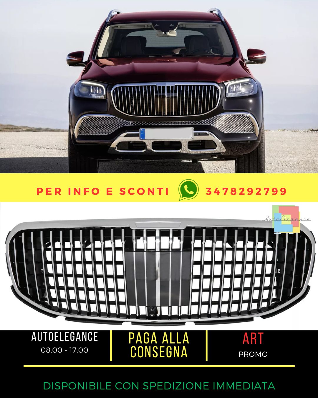 ⭐Griglia anteriore per Mercedes GLS SUV X167 2019-2023 M-Design Cromo ⭐