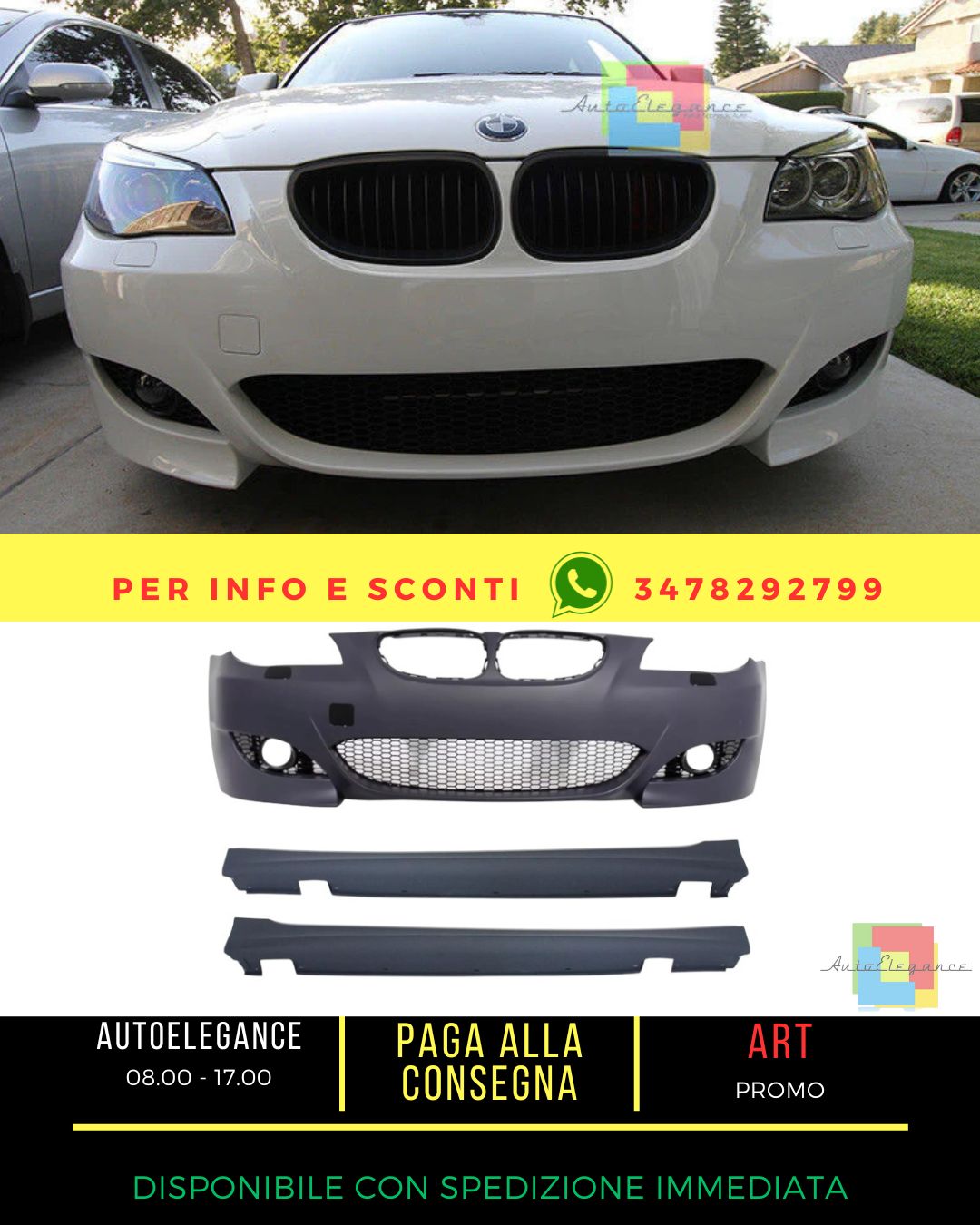 ⭐Paraurti anteriore per BMW Serie 5 E60 E61 03-10 Minigonne laterali M5 Look⭐
