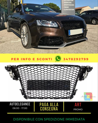 ⭐Griglia per Audi A5 8T 2008-2011 RS5 Look Senza Emblema Nero lucido⭐