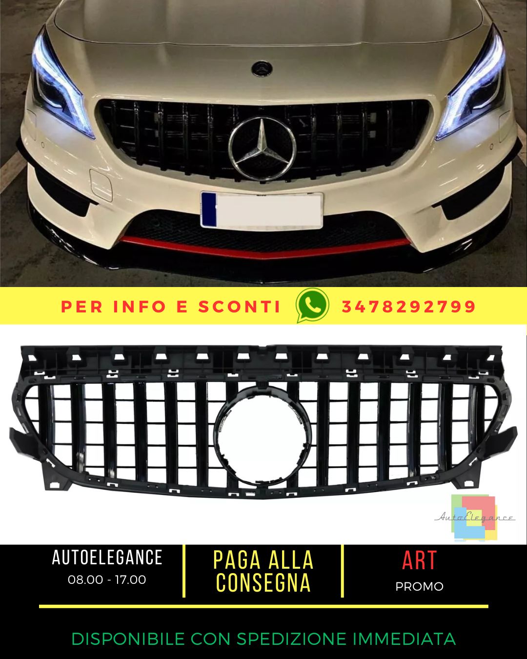 ✨Griglia per Mercedes CLA C117 X117 W117 Facelift 16-18 GT-R Panamericana Look✨