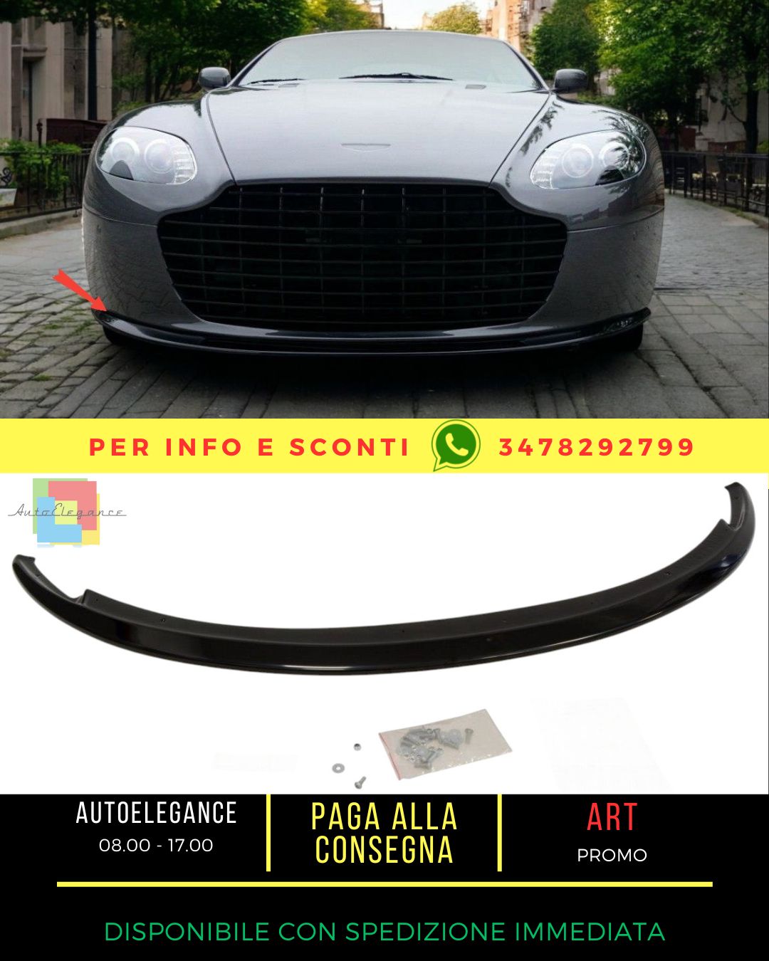 😎SPLITTER ANTERIORE ADATTO PER ASTON MARTIN V8 VANTAGE😎