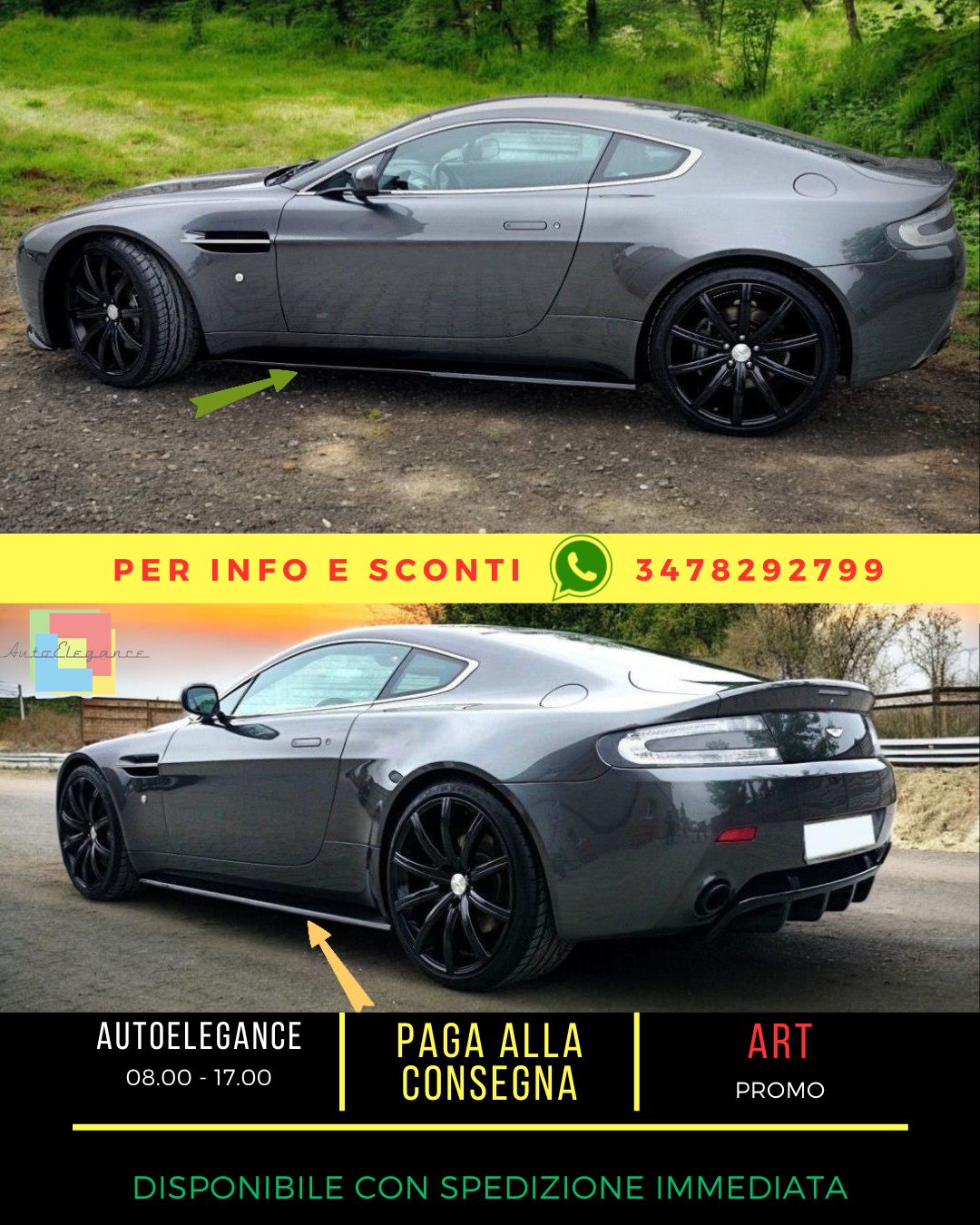 😎MINIGONNE LATERALI ADATTO PER ASTON MARTIN V8 VANTAGE😎