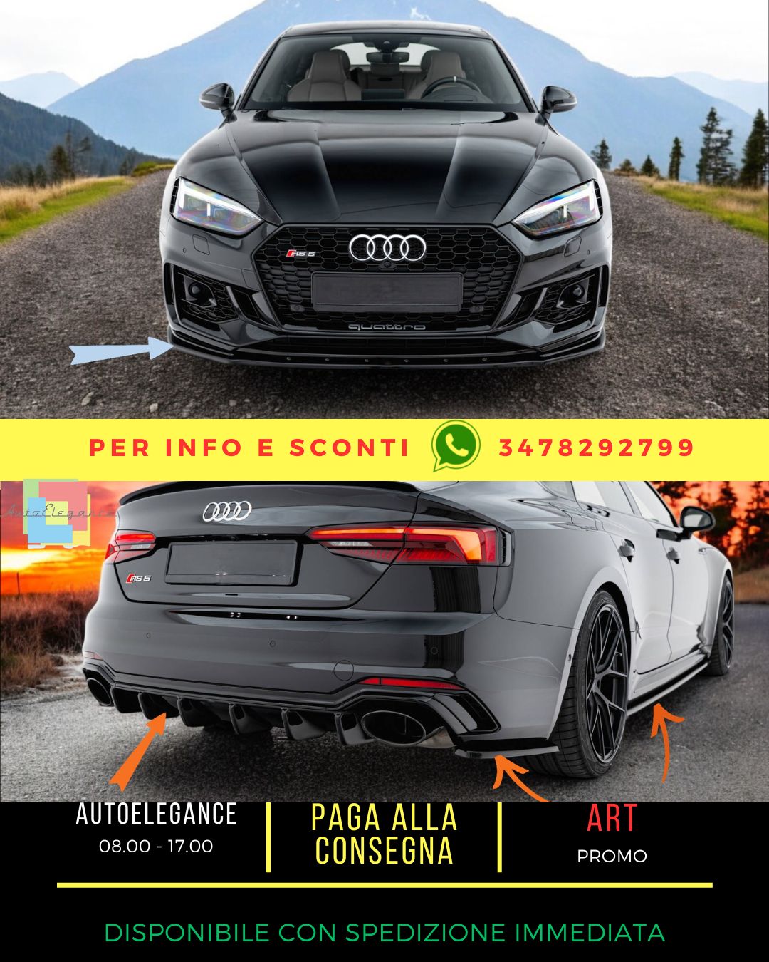 😎 Set di splitter  adatto per Audi RS5 Sportback F5😎