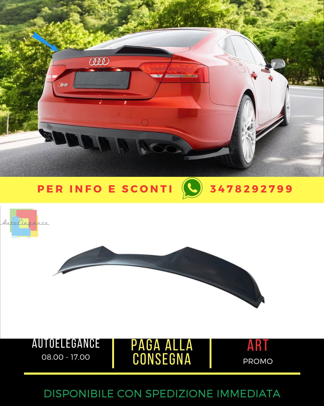 😎 Spoiler Cap 3D Adatto Per Audi A5 Sportback S-Line 8T Facelift😎