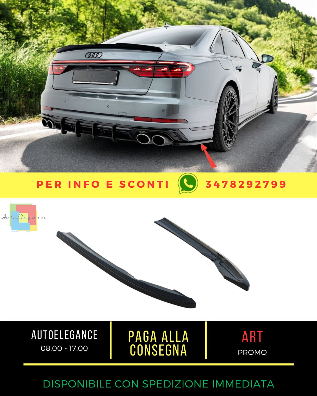 😎Splitter laterali posteriori Audi S8 D5 Facelift😎