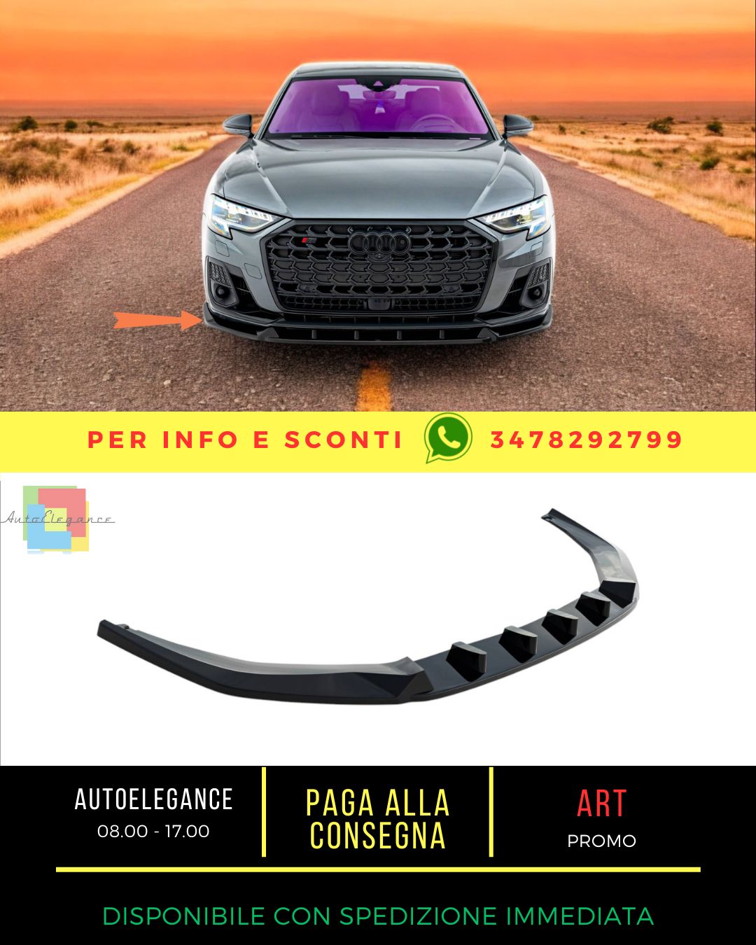 😎Splitter anteriore V.2 adatto per Audi S8 / A8 S-Line D5 Facelift😎