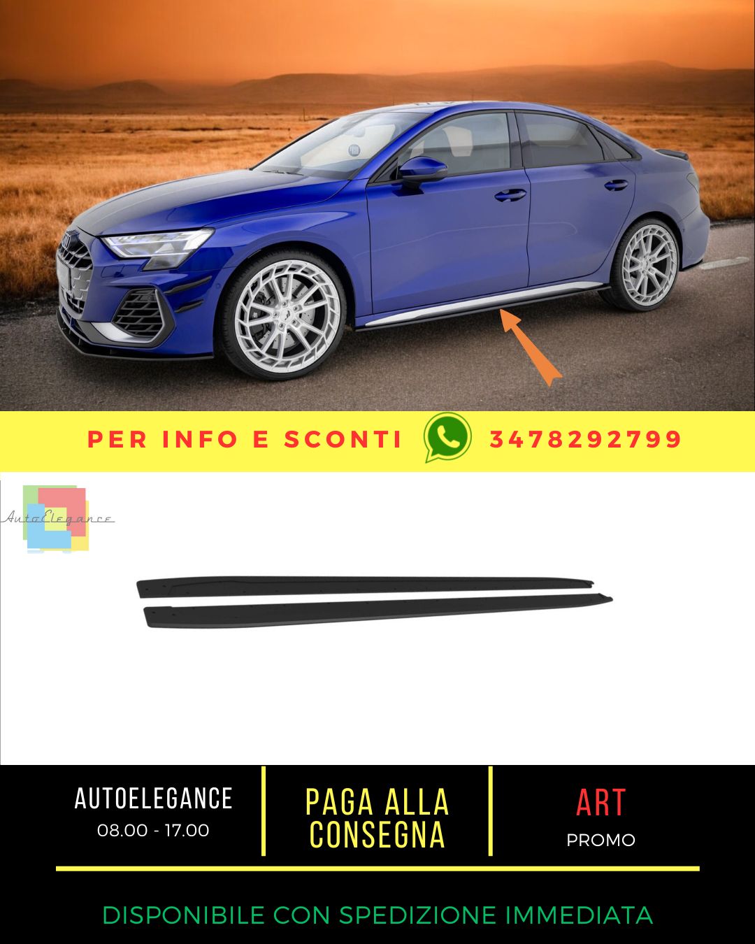 😎Minigonne laterali Street Pro Audi A3 S-Line Sedan / S3 Sedan 8Y Facelift😎