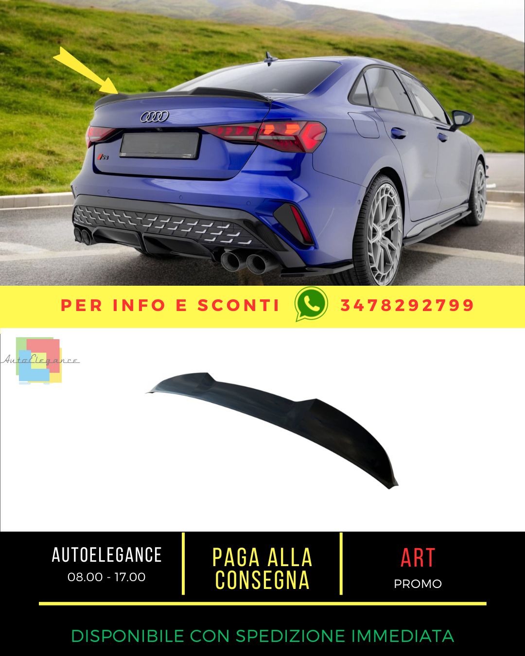 🔥Tappo spoiler 3D Audi A3 S-Line Sedan / S3 Sedan 8Y Facelift🔥