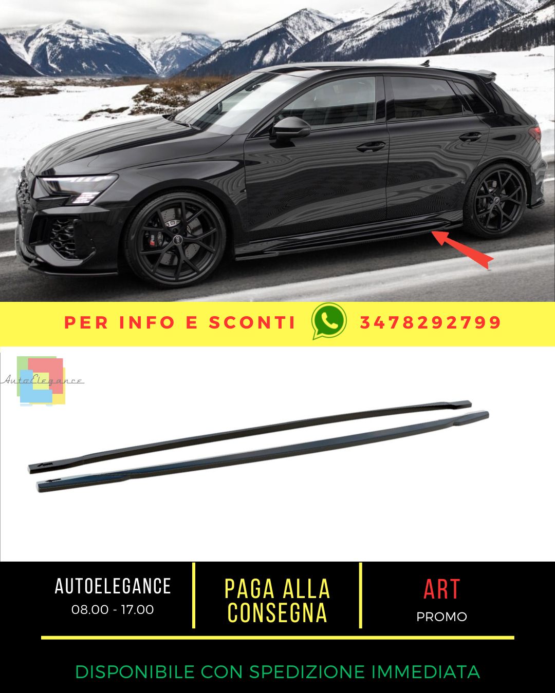 🔥Minigonne laterali adatto per Audi RS3 Sportback 8Y🔥
