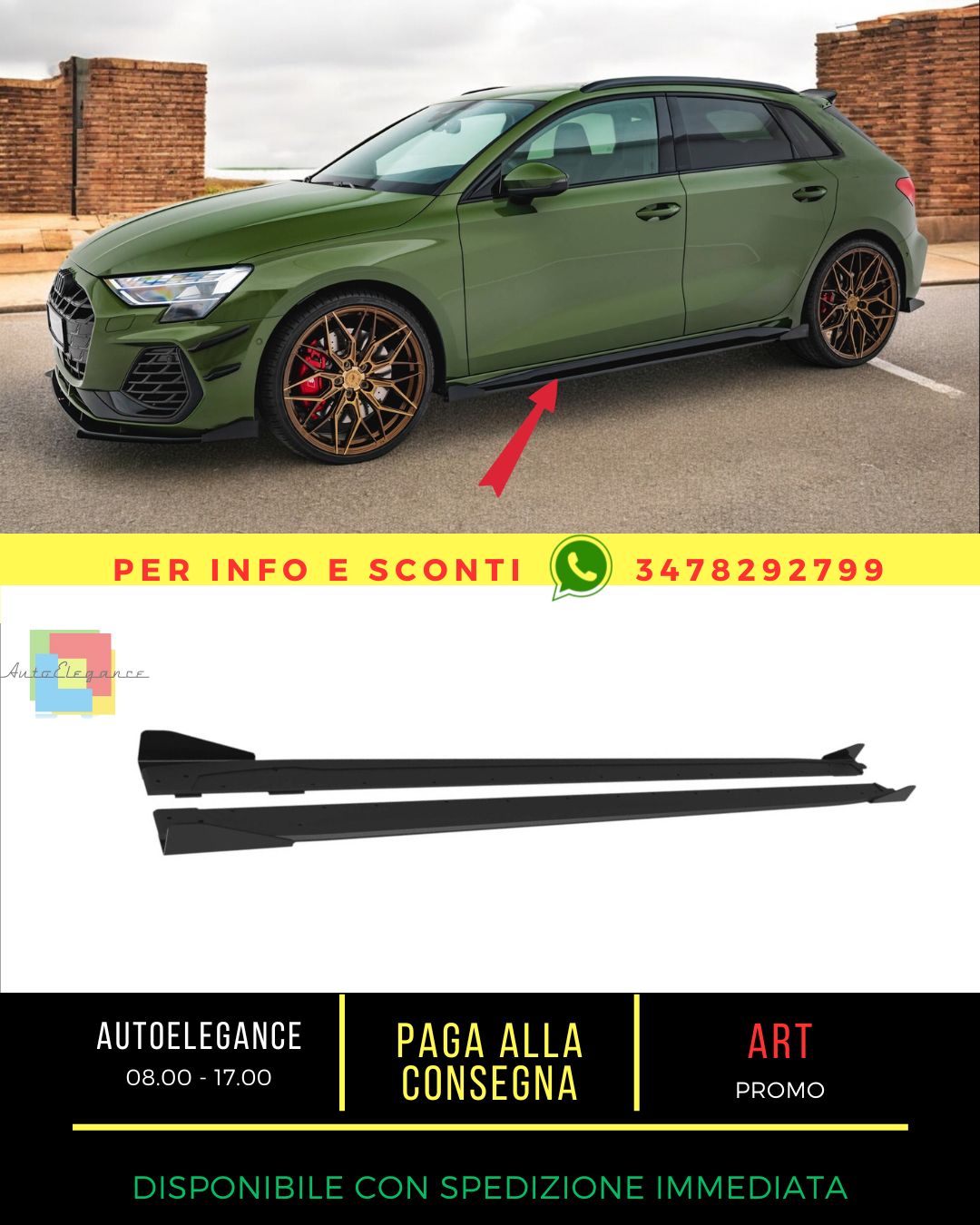 😎Minigonne Street Pro+alette adatto per Audi S3 Sportbac /A3 S-line Sportback 8