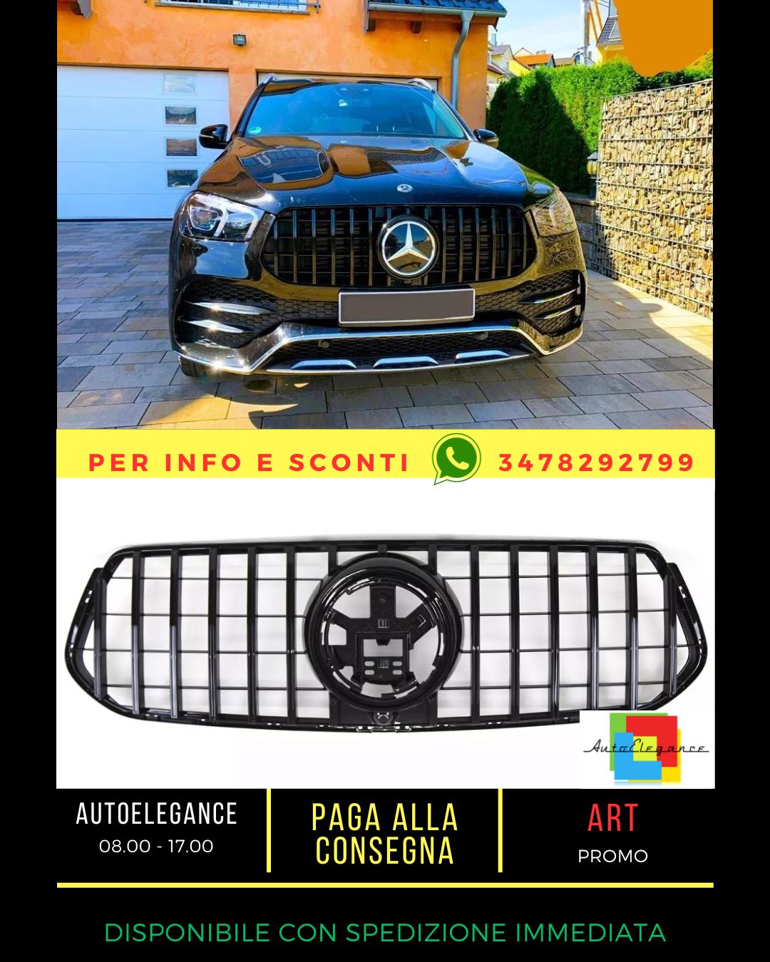 😍PANAMERICANA GT GTR Gloss Black Grille suitable for Mercedes GLE Class W167😍