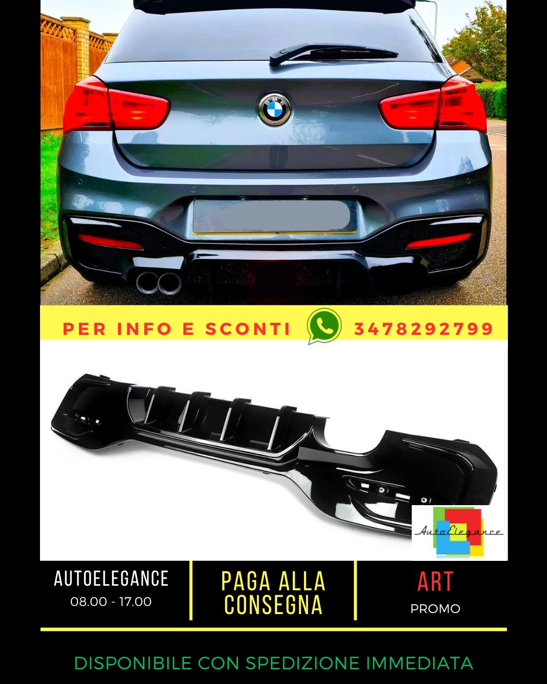💙LCI Gloss Black Rear Diffuser suitable for BMW 1 Series F20 F21💙