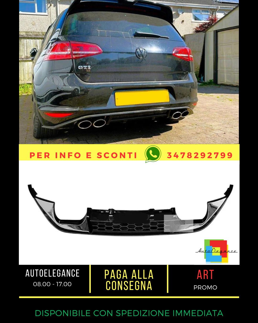 🔥Rear Diffuser Fit For VW Golf GTI MK7 2013-2016🔥