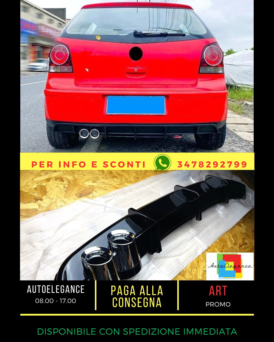 ❤️Glossy Black Diffuser Suitable for VW Polo MK4 9N GTI❤️ 