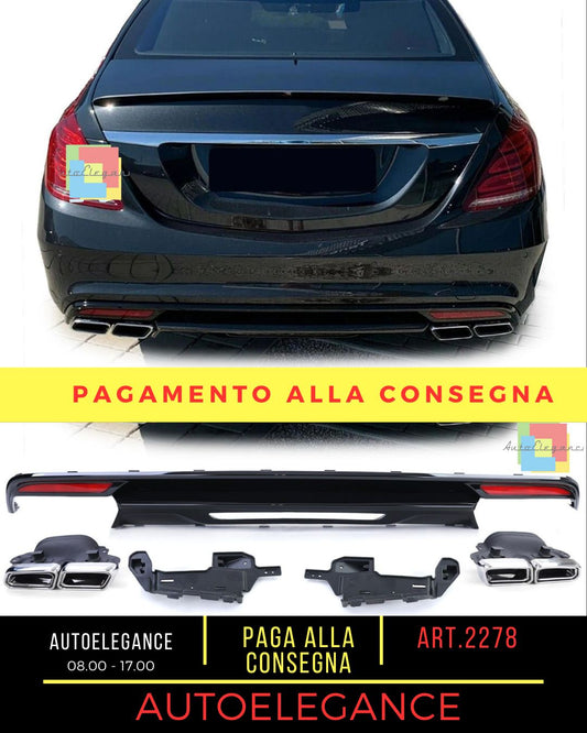 ART.2282 DIFFUSORE CLASSE S W222 13-17 NERO LUCIDO + TERMINALI CROMATI