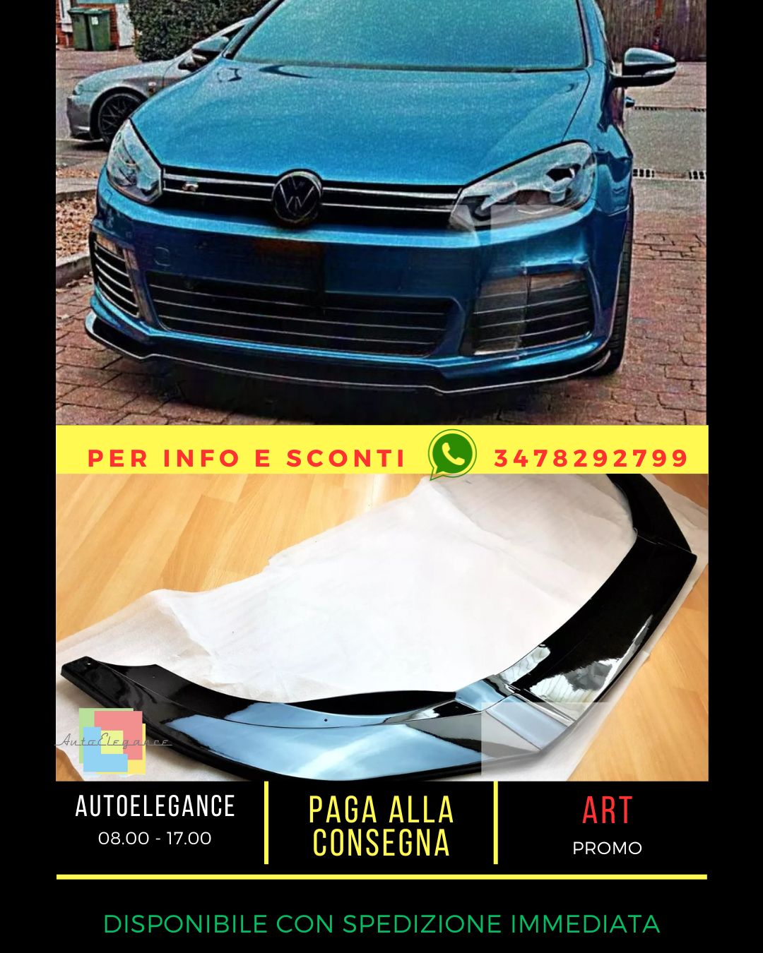 💥Glossy black splitter KIT suitable for VW Golf MK6 R20 R 2008-2013💥