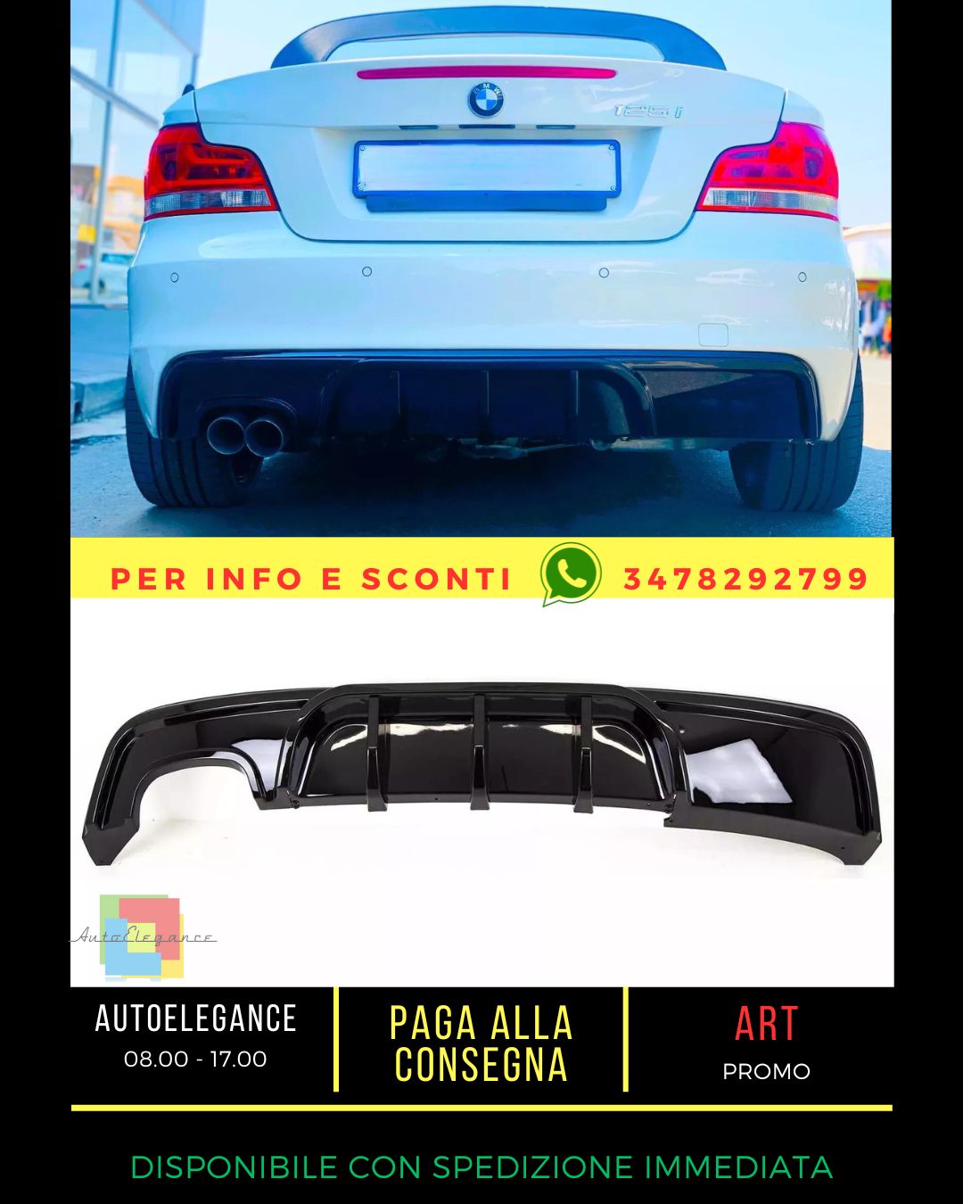 ✨Glossy Black Diffuser Suitable for BMW 1 Series Coupe E82✨