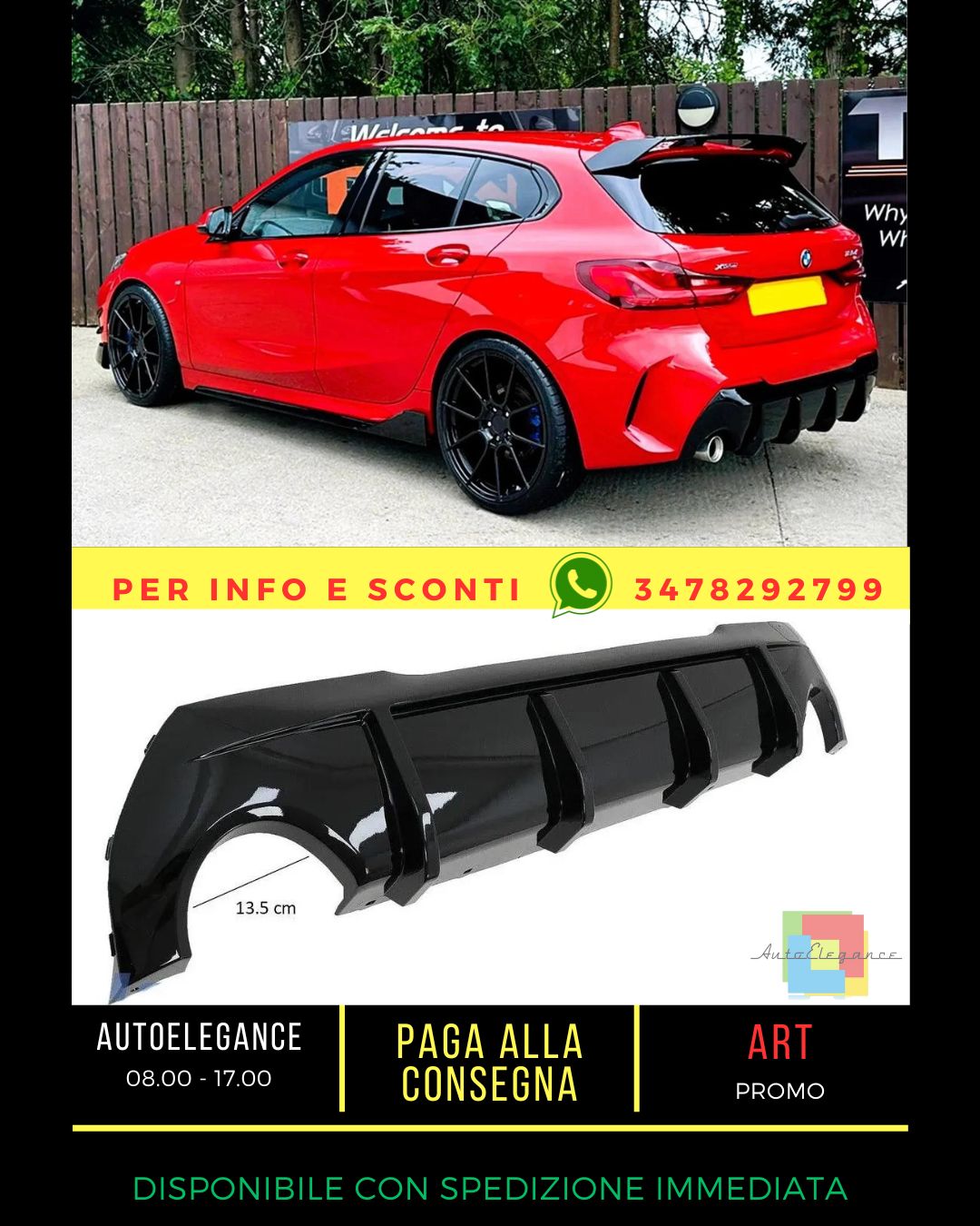 😎Glossy Black Diffuser Kit suitable for BMW 1 Series F40 2020+😎