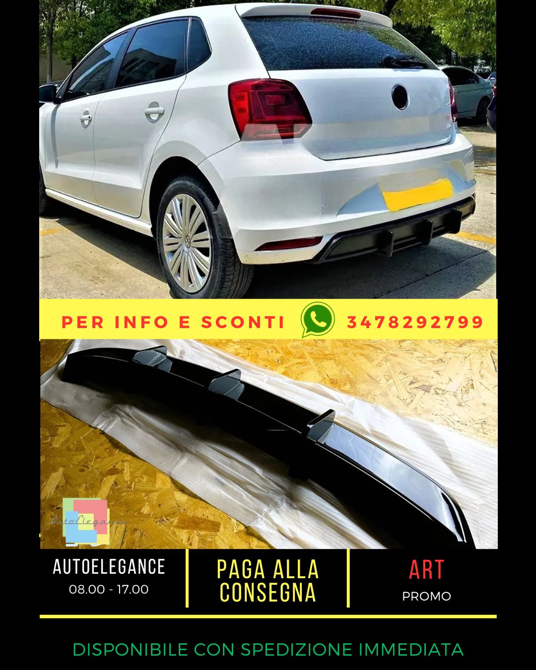 🌻Glossy Black Diffuser Suitable for VW Volkswagen Polo MK5 6C 'GTI 14-17🌻