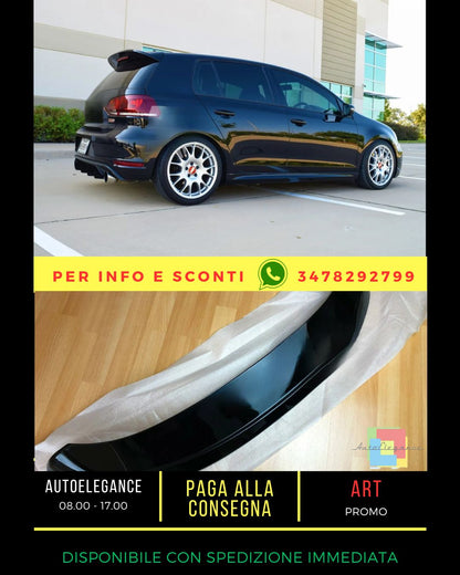 Gloss Black Spoiler Suitable for VW Golf MK6 TSI TDI 'GTI R R20 Style' 2008-13 