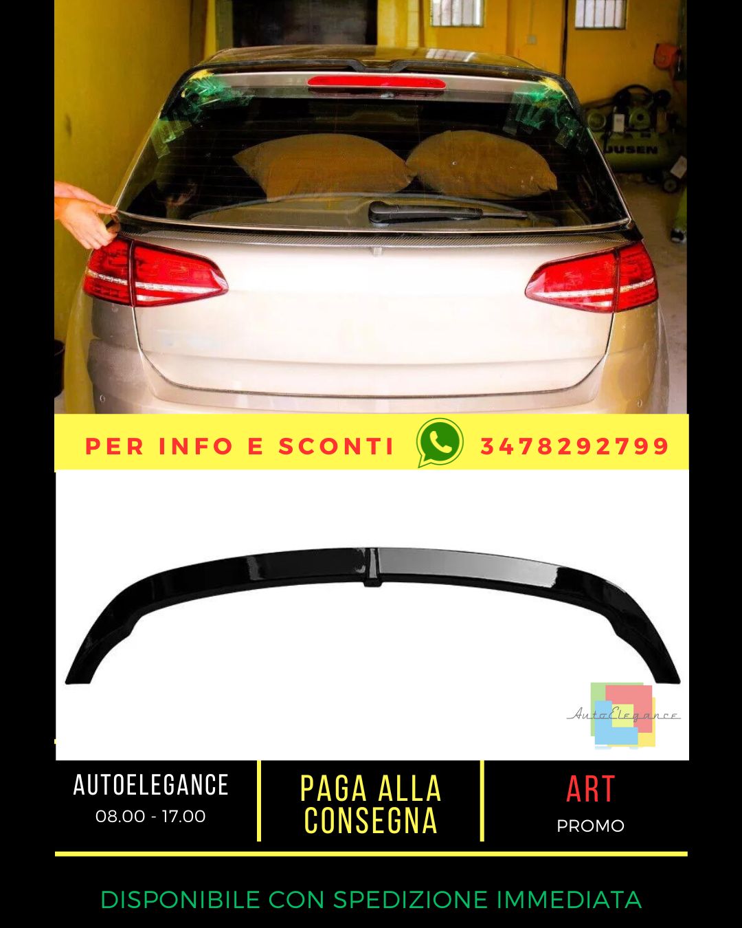 😎Kit spoiler posteriore nero lucido adatto per VW Golf MK7 GTD GTI R TS😎