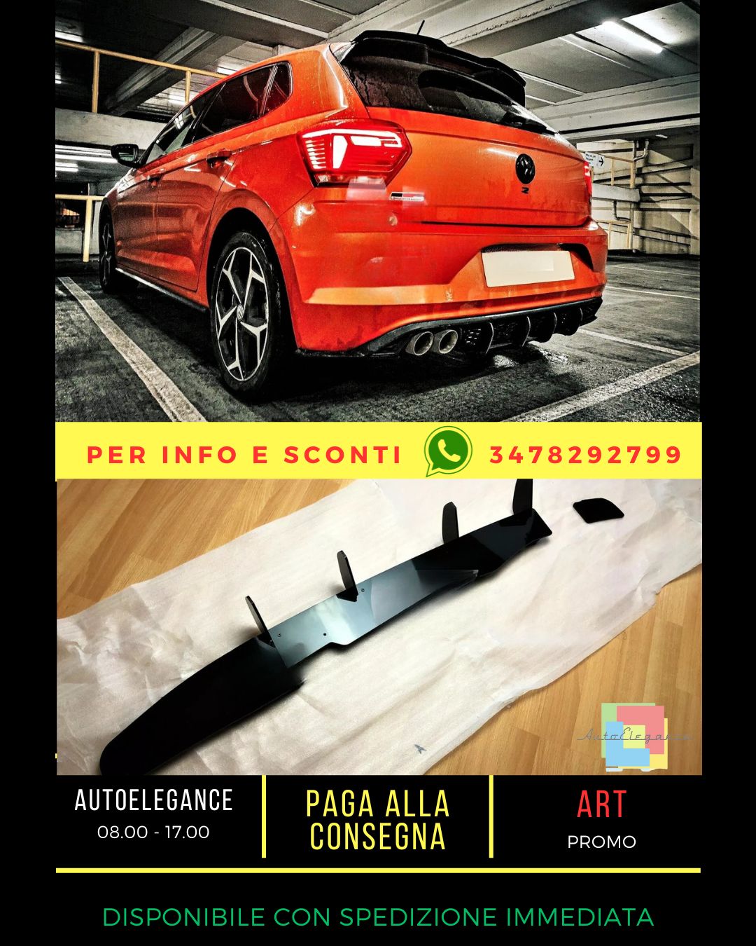 😎Diffusore posteriore adatto per VW Volkswagen Polo MK6 GTI AW2018+😎