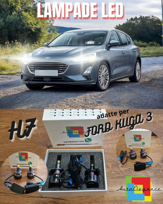 Kit LED H7 per Ford KUGA 3 Anabbaglianti Fari Lenticolari CANbus 6500K 12000LM