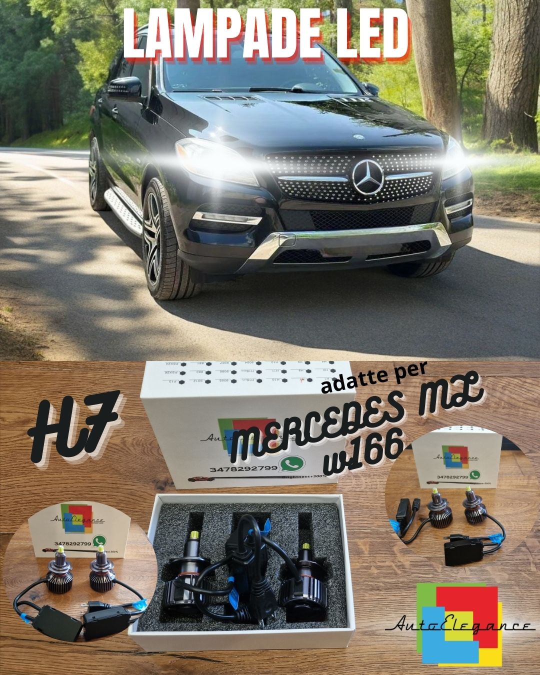 Kit Full LED per Mercedes ML W166 Luci Anabbaglianti H7 CANbus Bianco Puro 6500K