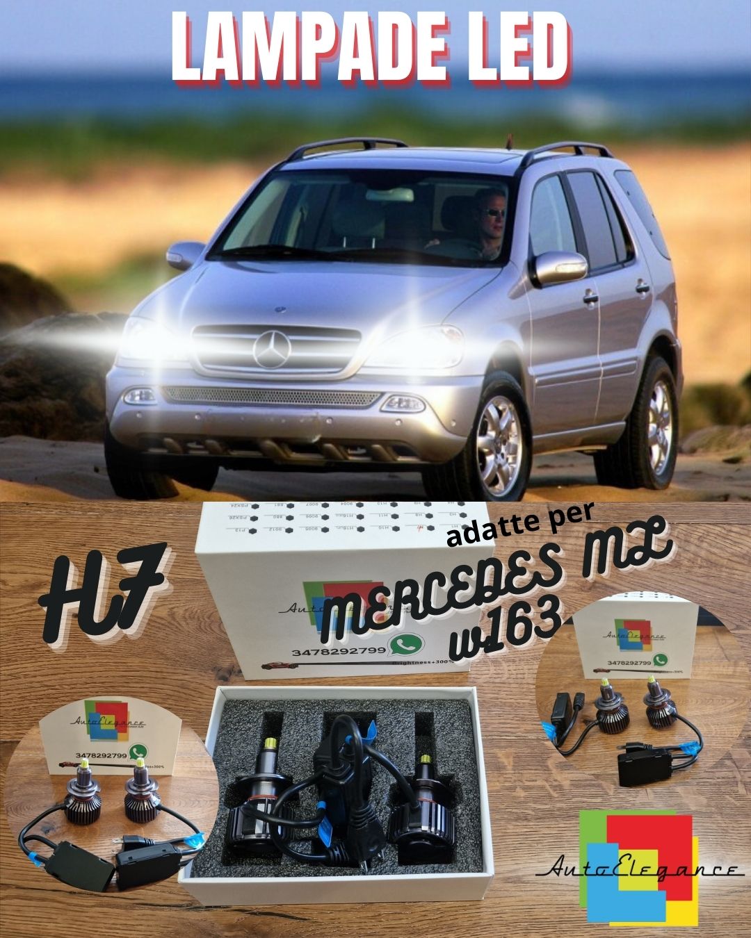 Kit Full LED per Mercedes ML W163 Luci Anabbaglianti H7 CANbus Bianco Puro 6500K